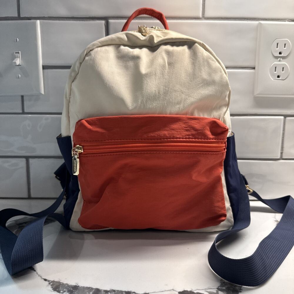 LOVEVOOK Small/Mini 14 Inch Backpack, Beige Orange Navy x